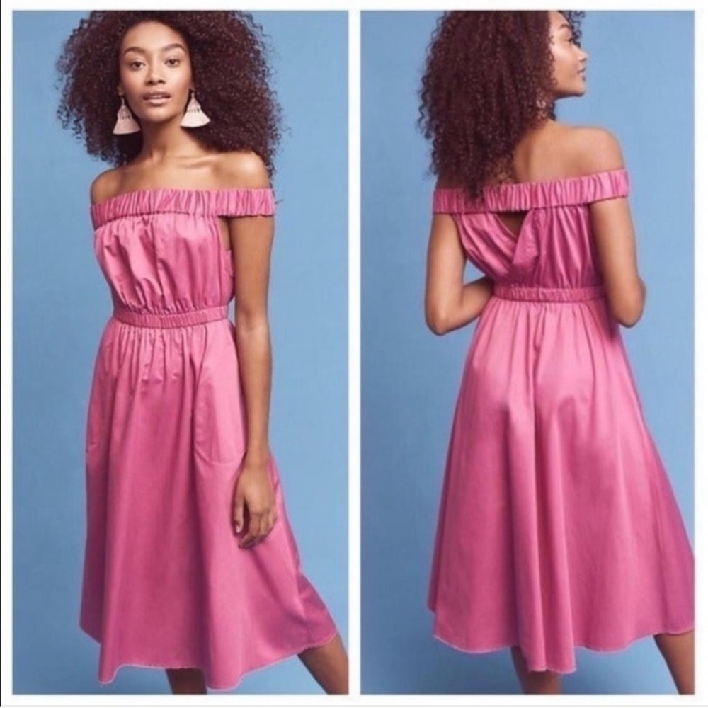 EUC Anthropologie Maeve Mona Off The Shoulder Midi Dress